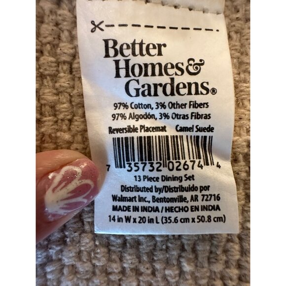 4 Better Homes & Gardens Camel Suede fringe Reversible Placemats Table Top Decor - Picture 3 of 12